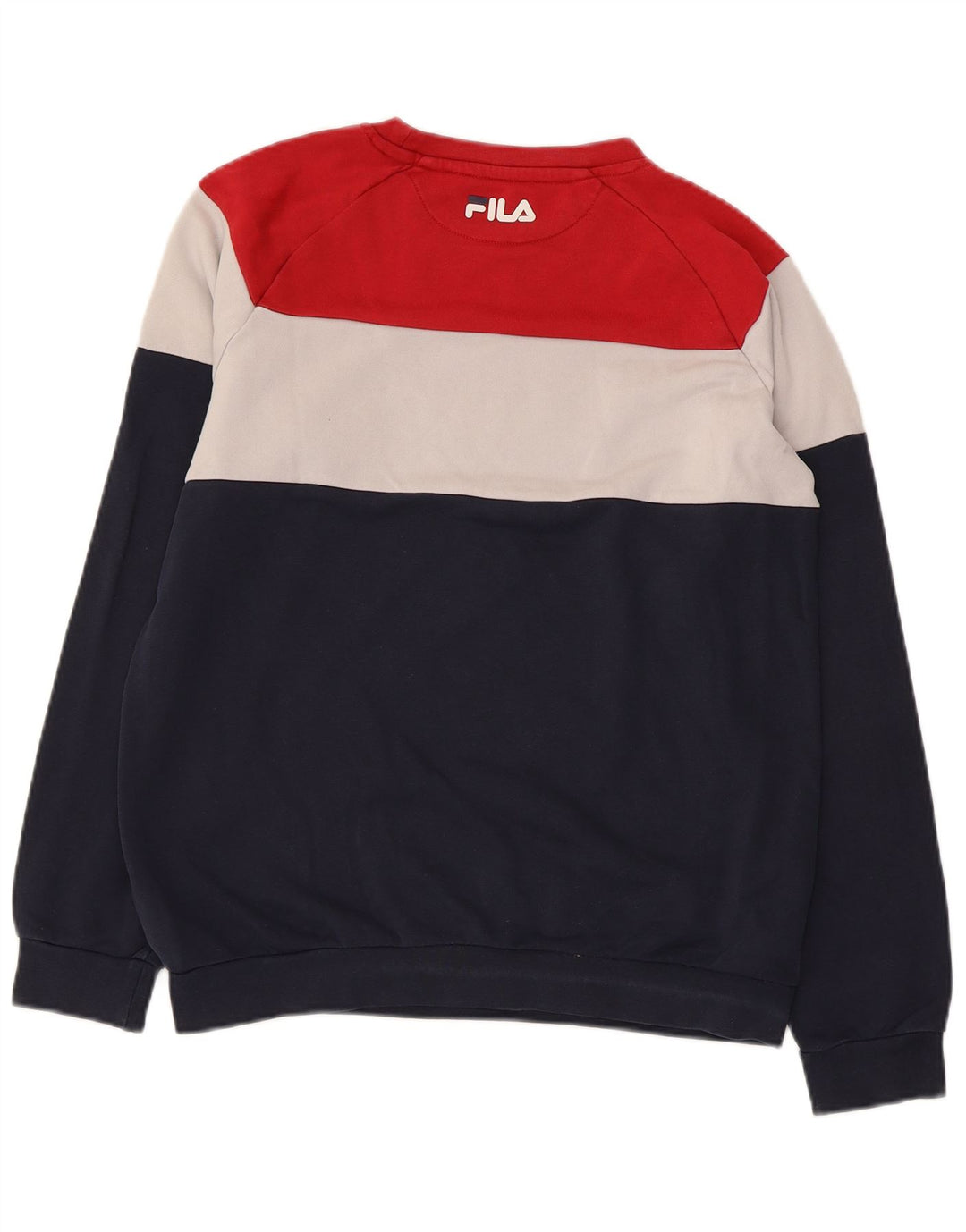 FILA Boys Graphic Sweatshirt Jumper 13-14 Years Navy Blue Colourblock