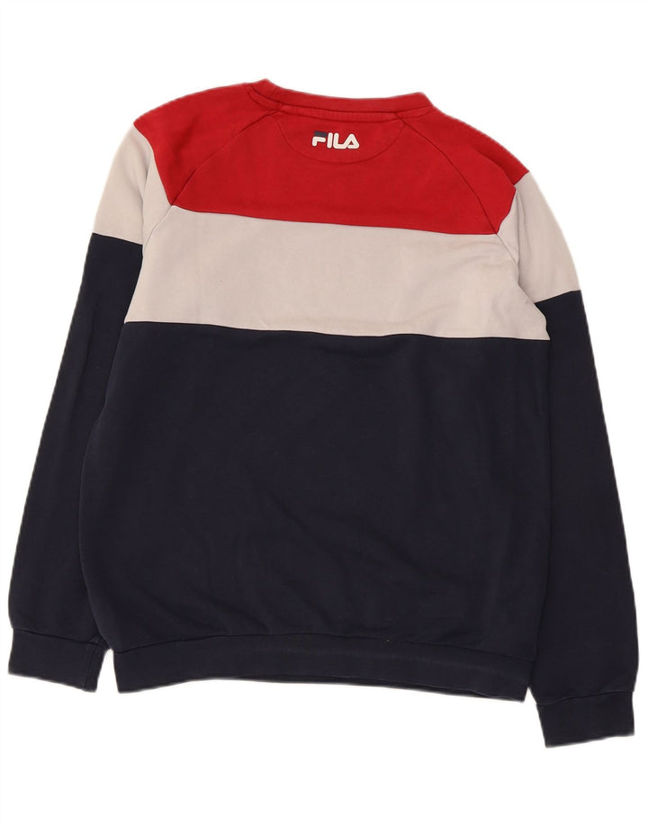 FILA Boys Graphic Sweatshirt Jumper 13-14 Years Navy Blue Colourblock