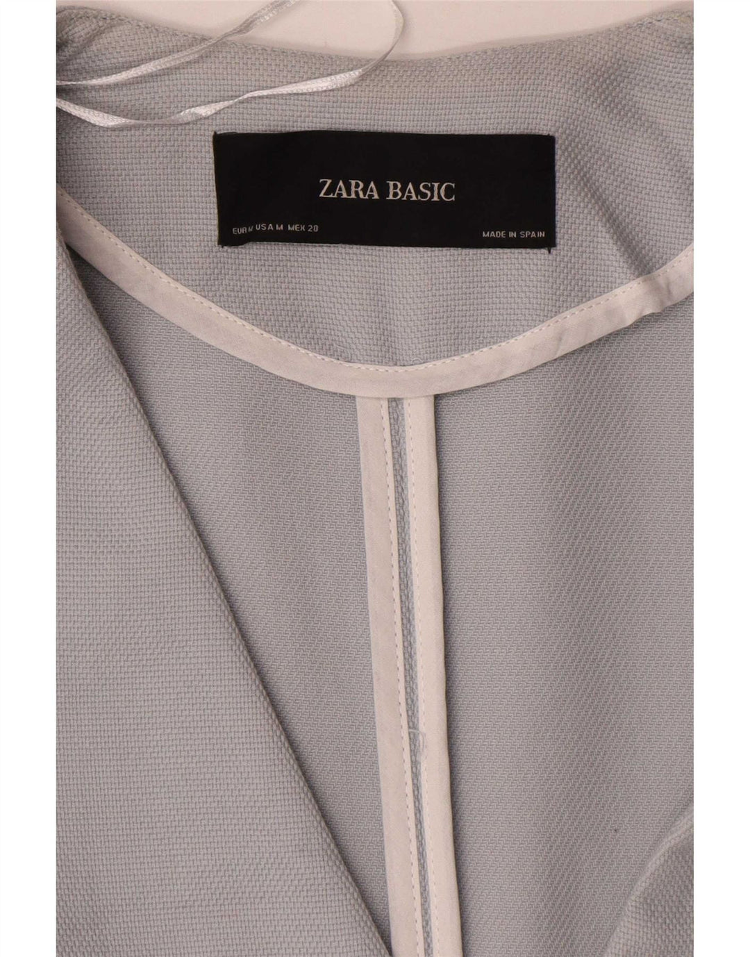 Zara Dame Longline 1 Knap Blazer Jacket UK 14 Medium Blue Bomuld