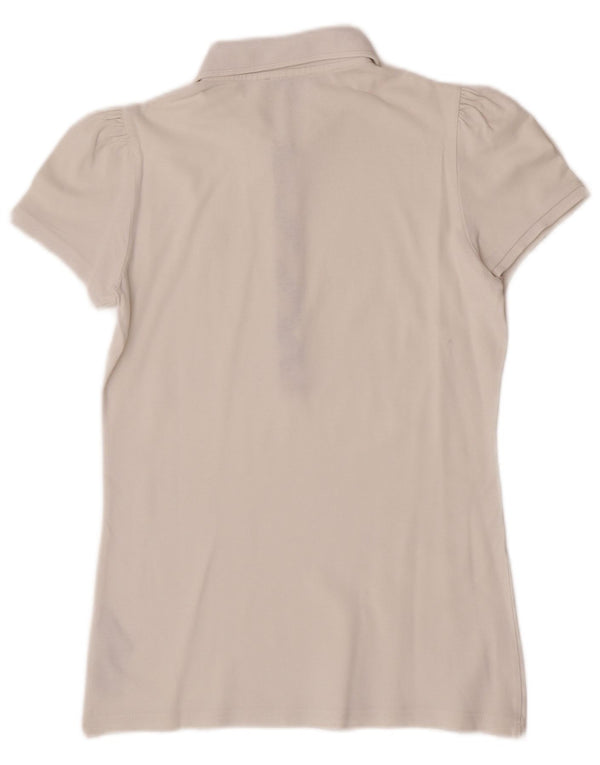 Burberry Womens Polo Shirt UK 10 Small White Cotton