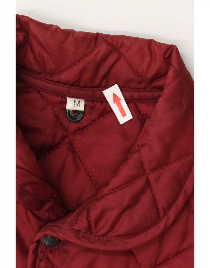 Vintage Herre Quiltet Gilet UK 38 Medium Burgundy