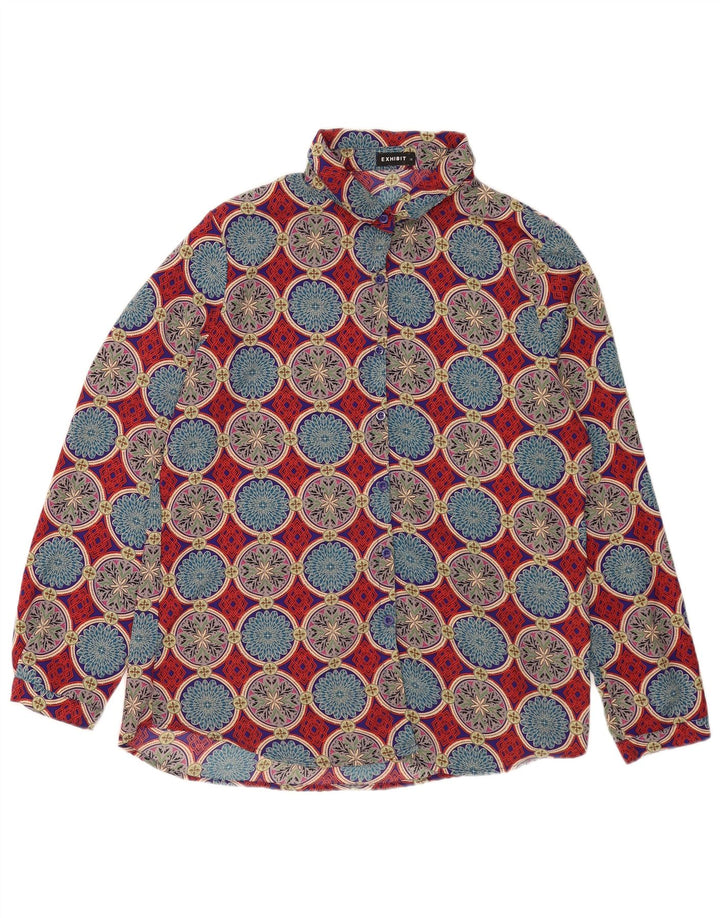 Exibit skjortebluse til kvinder UK 14 Stor flerfarvet geometrisk polyester
