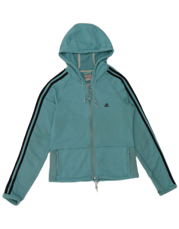 ADIDAS Dame Crop Hættetrøje Sweater UK 14 Medium Blue Polyester