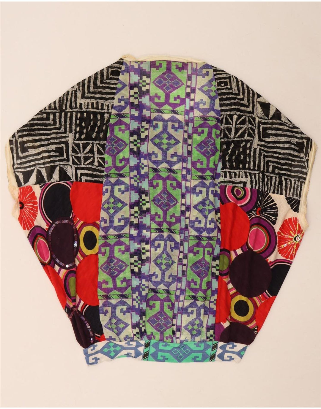 Desigual Damebluse Top UK 14 Medium Flerfarvet Patchwork Polyester