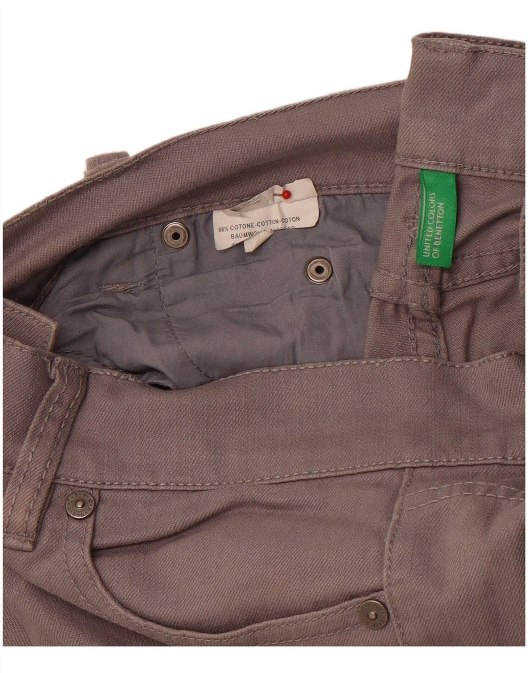BENETTON Womens Slim Chino Trousers W29 L30 Grey Cotton