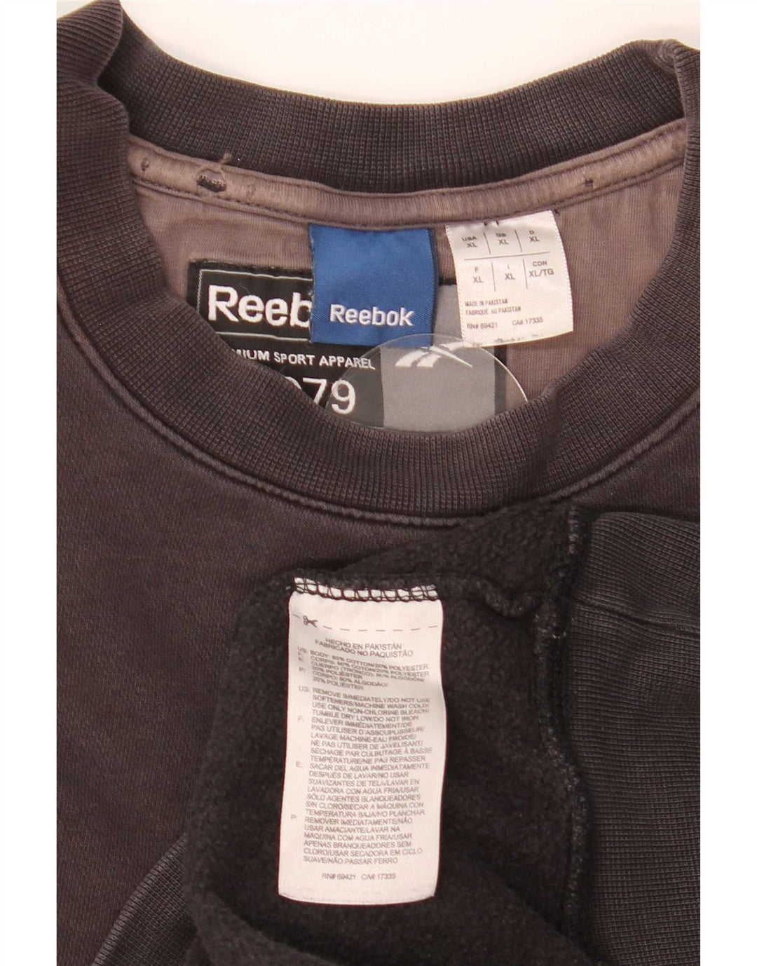 Reebok Herre Sweatshirt Jumper XL Sort Bomuld