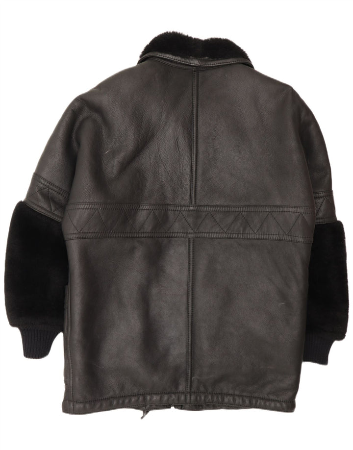 Vintage Herre Shearling Jacket UK 44 2XL Sort Shearling