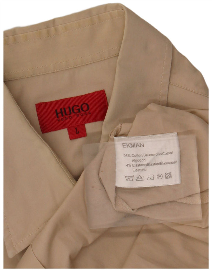HUGO BOSS Herreskjorte Stor Beige Bomuld