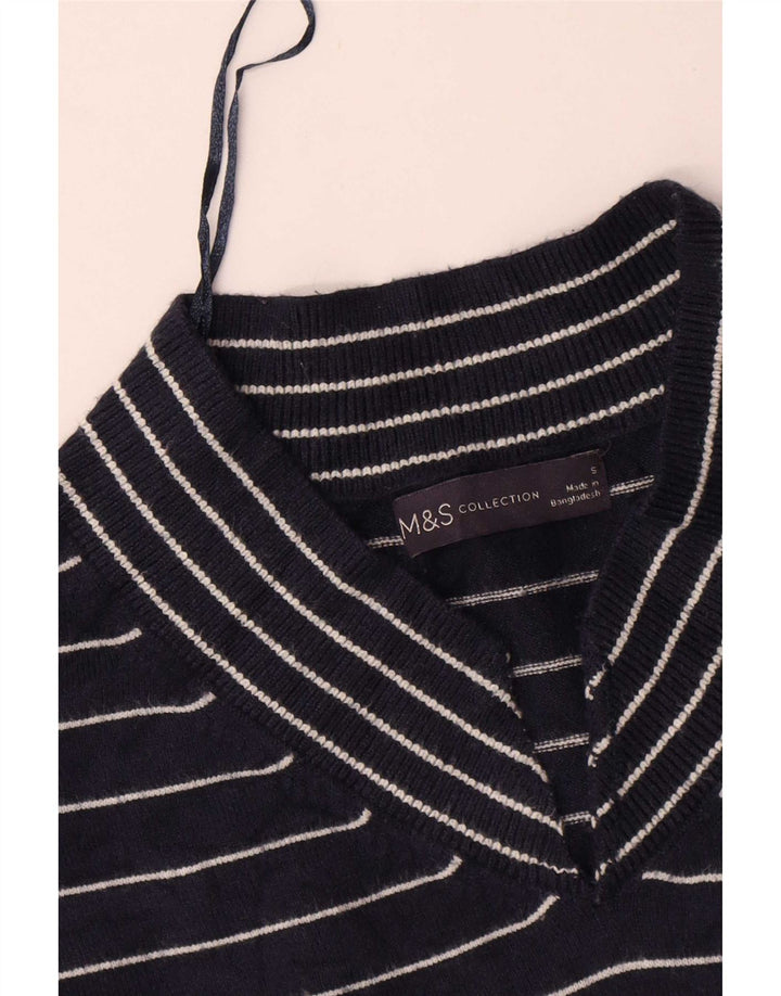 Marks & Spencer Dame V-hals sweater UK 10 Small Navy Blue