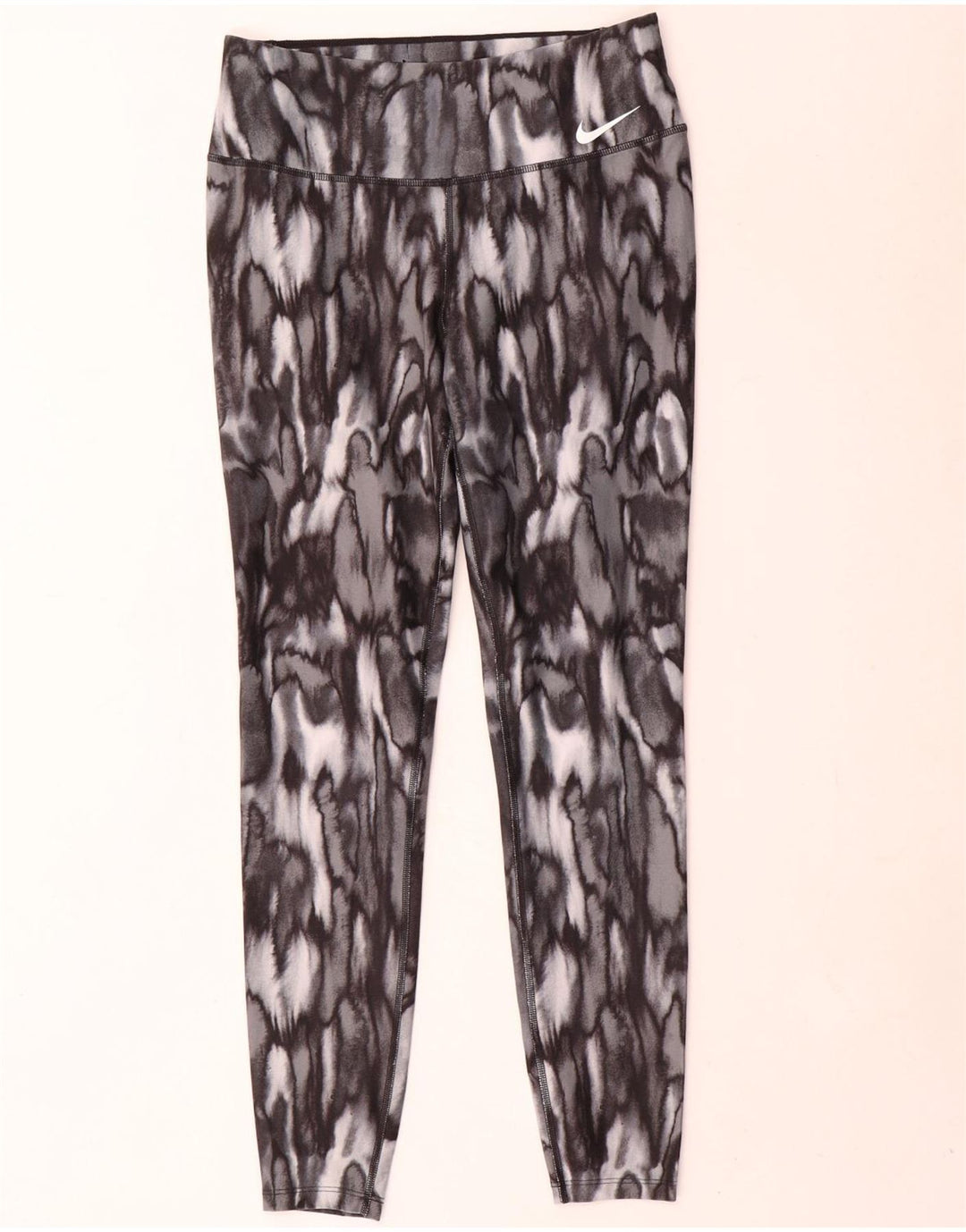 Nike Dame Dri Fit Leggings UK 14 Medium Grey Animal Print