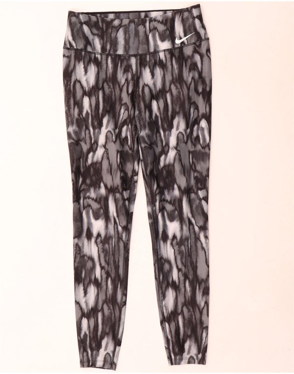 Nike Dame Dri Fit Leggings UK 14 Medium Grey Animal Print