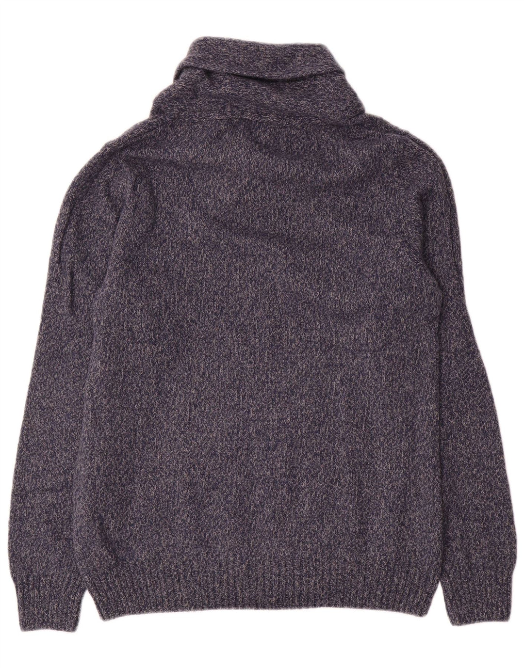Zara Herre Shawl Neck Jumper Sweater Large Navy Blue Flecked Wool