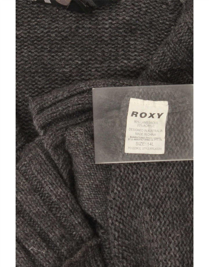 Roxy Womens Longline Hooded Cardigan Sweater UK 14 Medium Grey Lammeuld