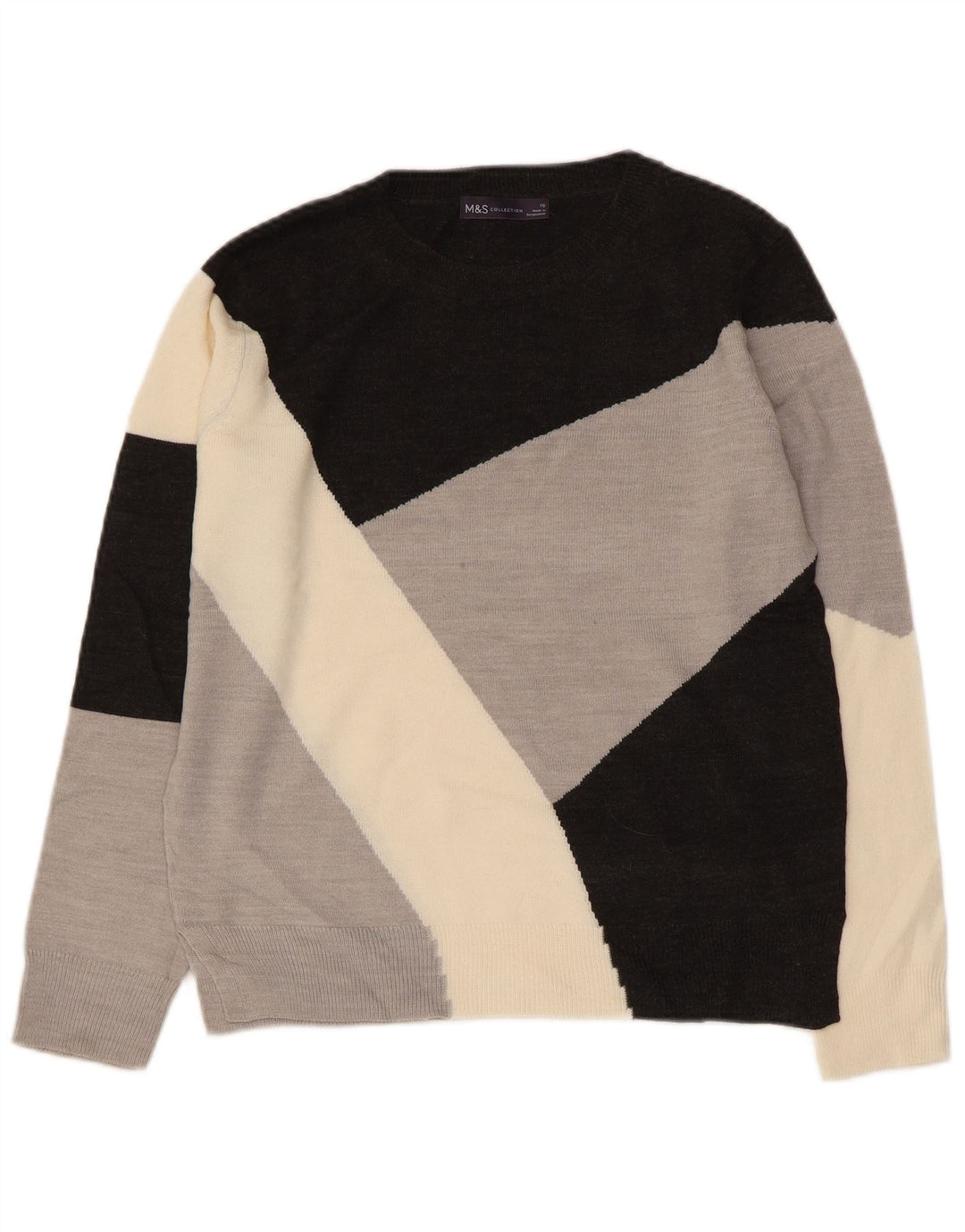 MARKS & SPENCER Dame Boat Neck Jumper Sweater UK 10 Small Multicolored