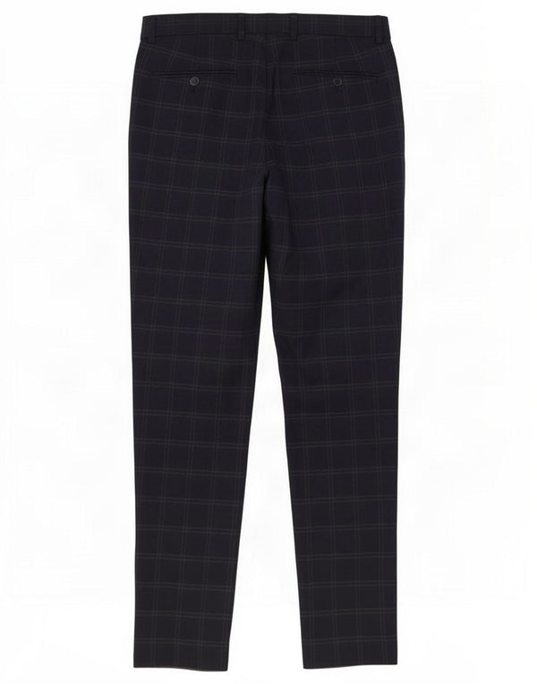 Zara Herre Slim Chino Bukser EU 40 Medium W31 L31 Navy Blue Check