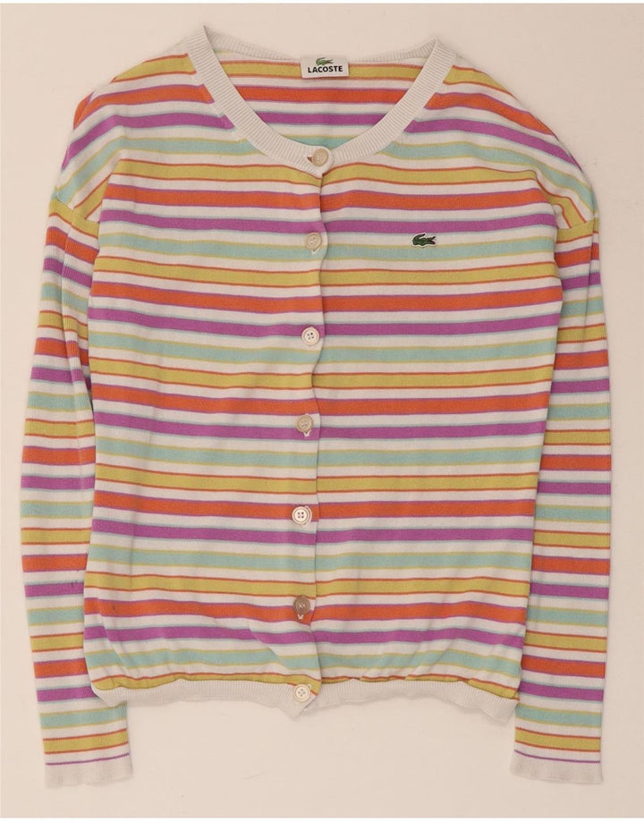 Lacoste Womens Crop Cardigan Sweater Størrelse 36 Lille Flerfarvet Stribet