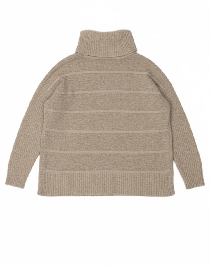 TOMMY HILFIGER Womens Roll Neck Jumper Sweater UK 10 Small Grey Striped