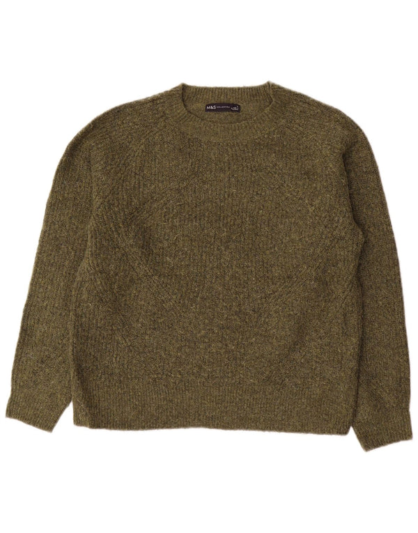 Marks & Spencer Dame Boat Neck Jumper Sweater UK 10 Small Khaki
