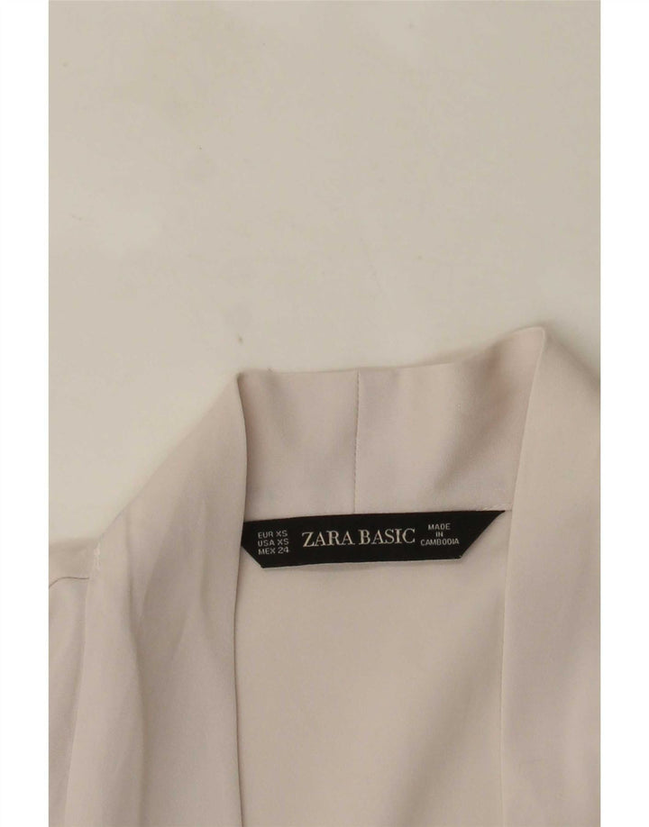 Zara Dame Langærmet Oversized Bluse Top UK 6 XS Hvid