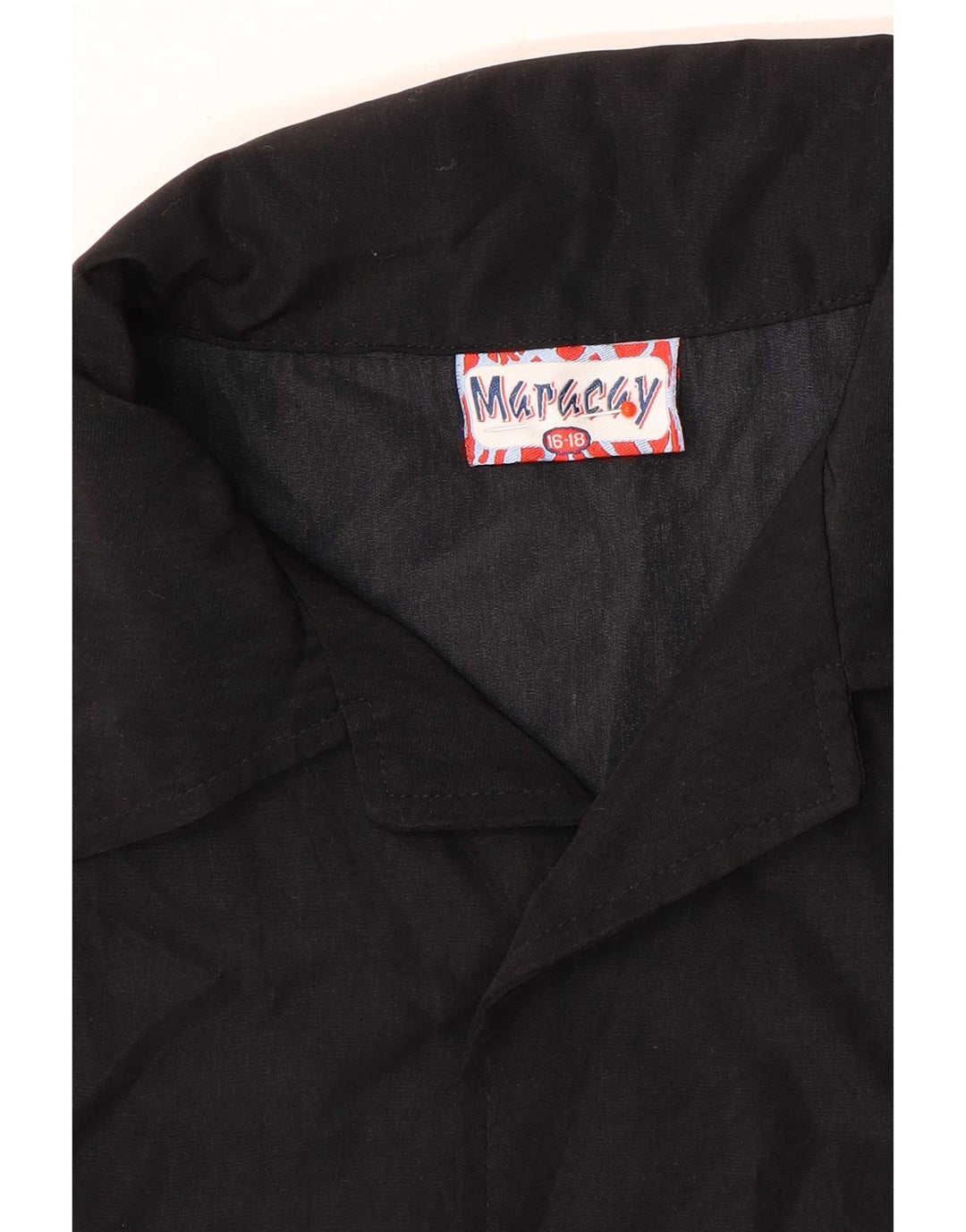Vintage drenge grafisk kortærmet skjorte 15-16 år sort polyester