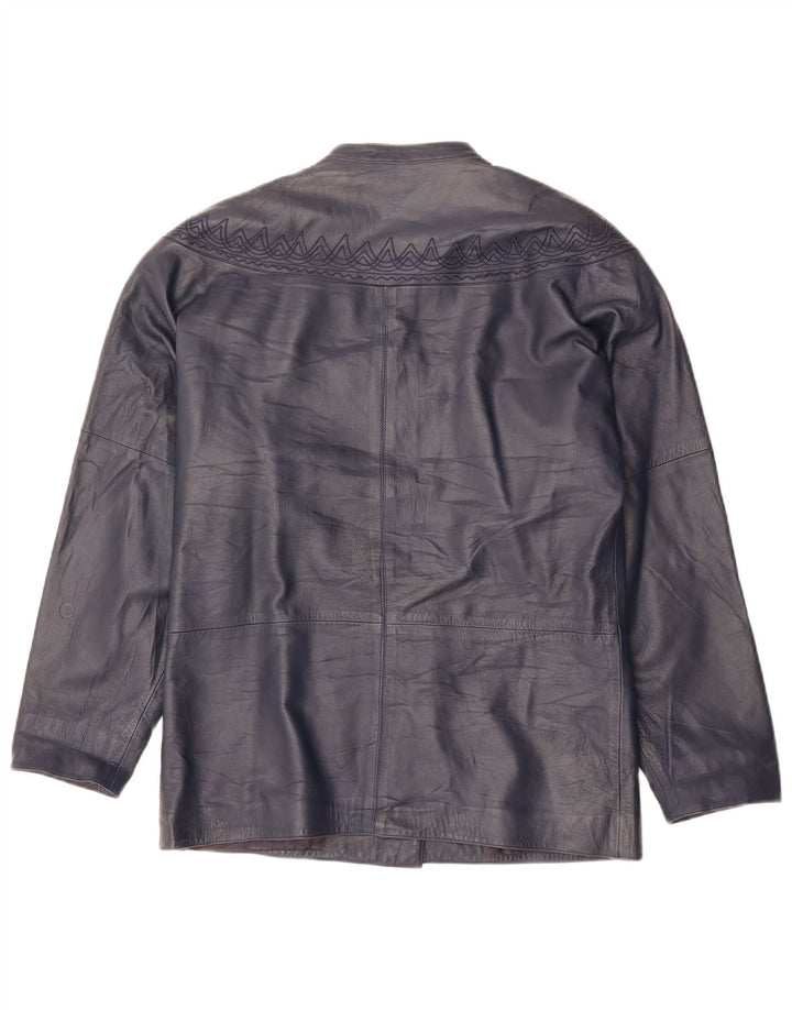 GENNY Oversized læderjakke til kvinder EU 34 XS Marineblå