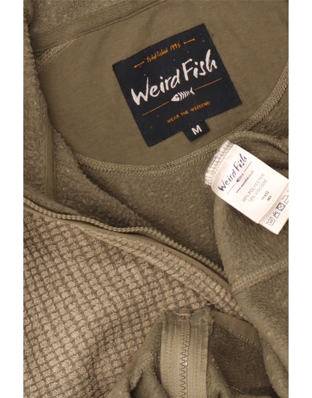Weird Fish Herre fleecejakke Medium Khaki Polyester