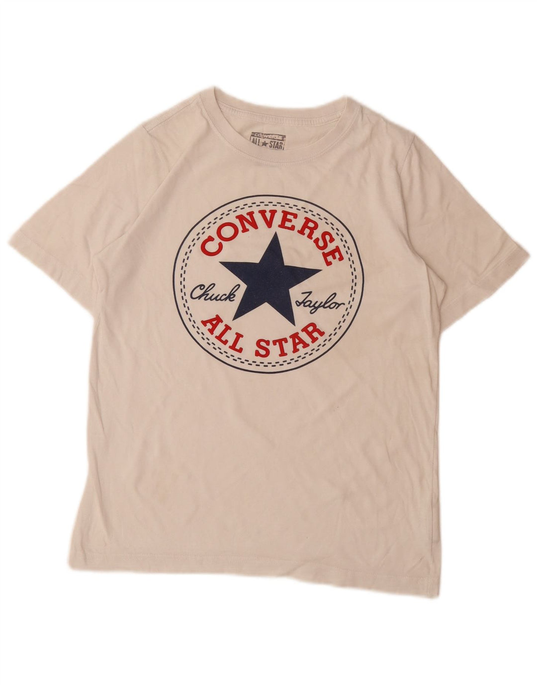 CONVERSE Drenge Grafisk T-Shirt Top 10-11 År Medium Hvid Bomuld