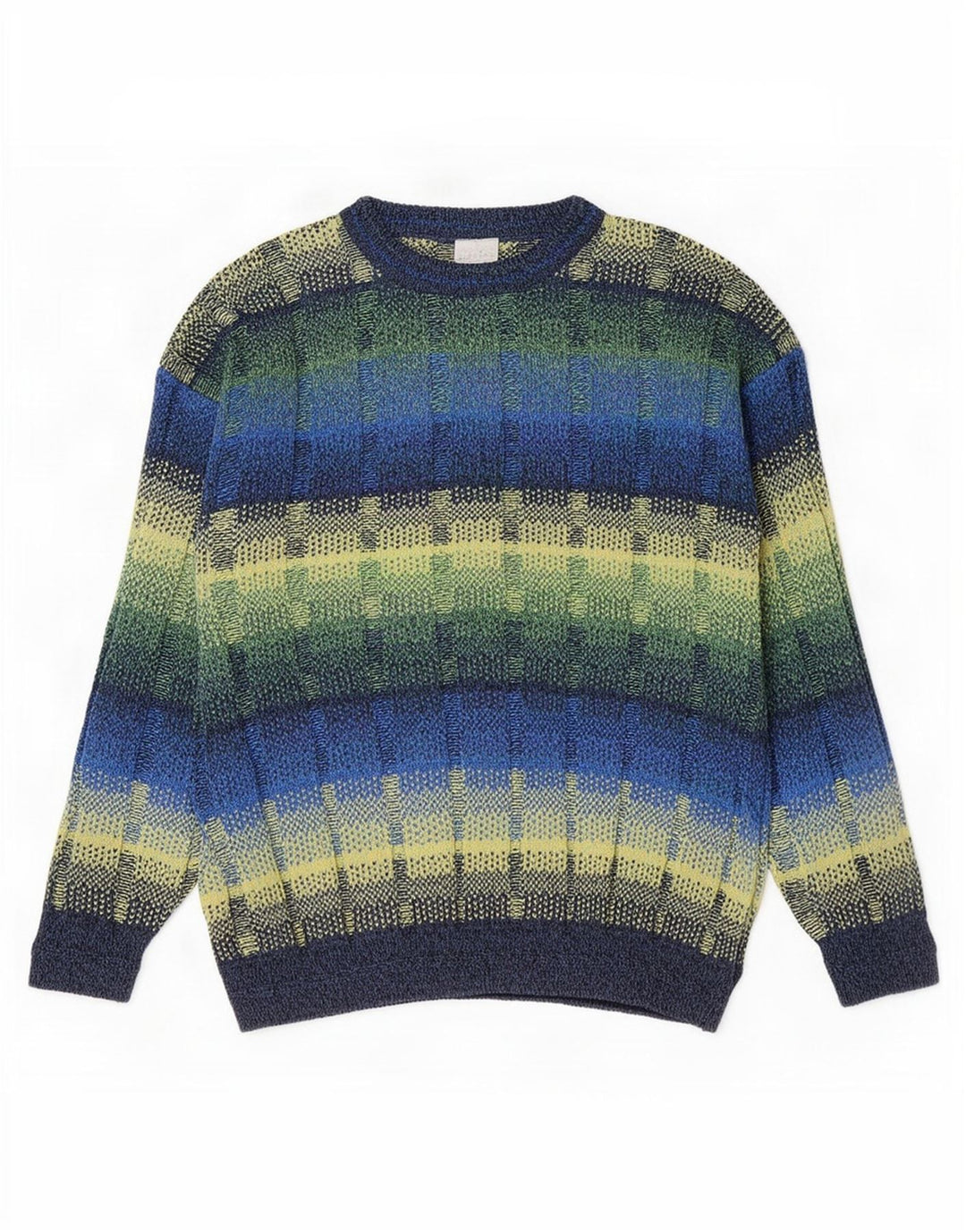 Vintage herre rund hals sweater IT 52 stor flerfarvet geometrisk