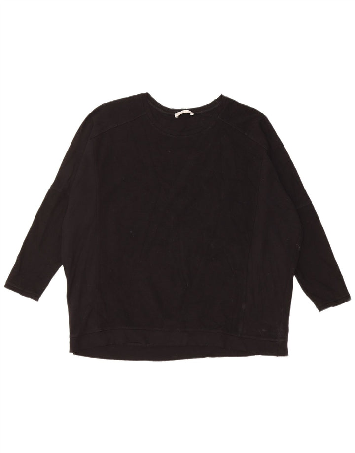 Zara Dame 3/4 ærmet oversize sweatshirt trøje UK 14 Medium Sort