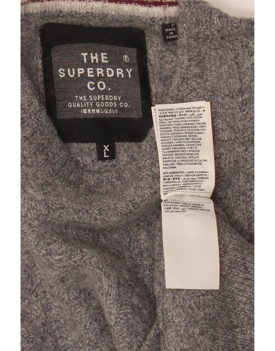 Superdry Herre sweater med rund hals XL Grå Flecked Lammeuld