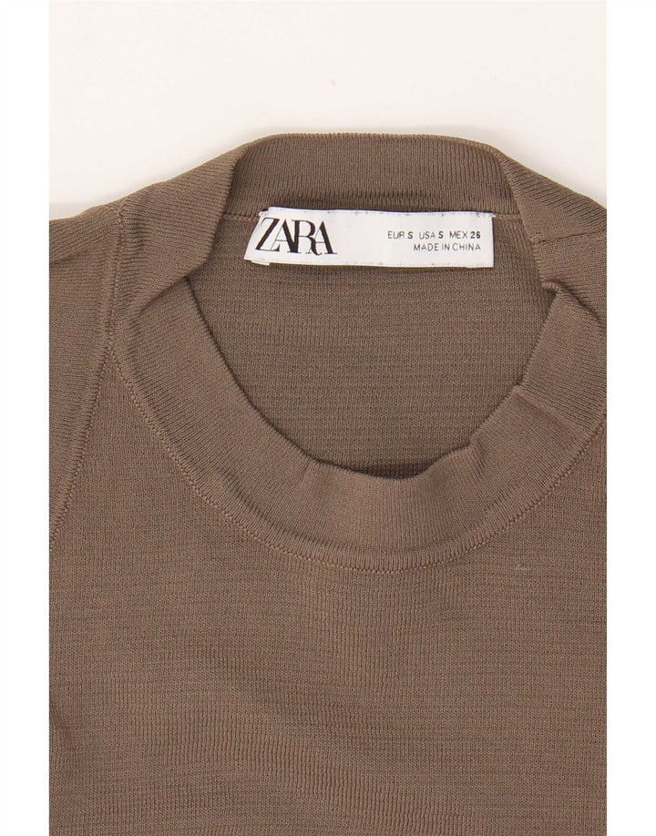 Zara Womens Crop Vest Top UK 10 Small Brown