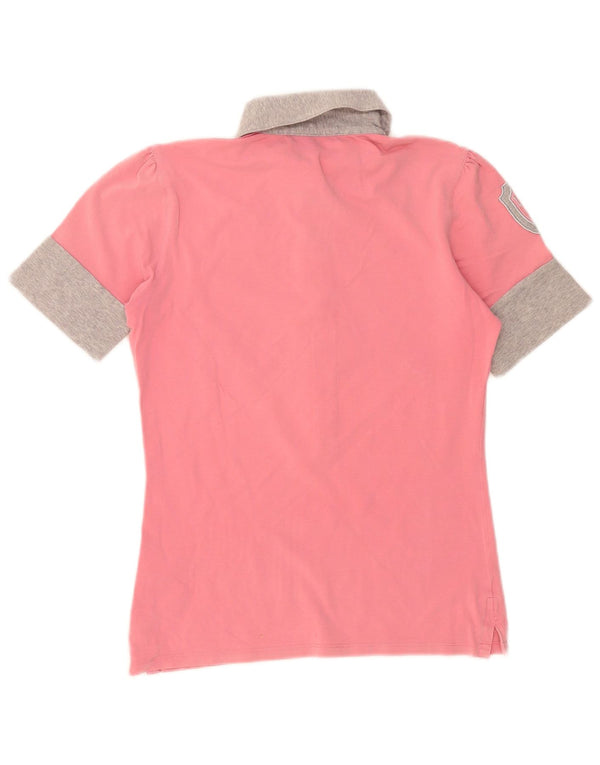 La Martina Grafisk poloskjorte til kvinder UK 12 Medium Pink Colourblock Bomuld