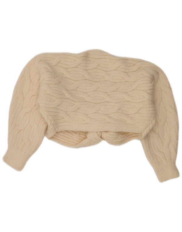 Zara Womens Oversized Bolero Cardigan Sweater UK 10 Small Off White Akryl