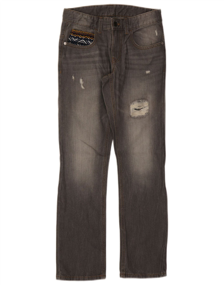 BENETTON Piger Distressed Straight Jeans 11-12 år 2XL B28 L28 Grå