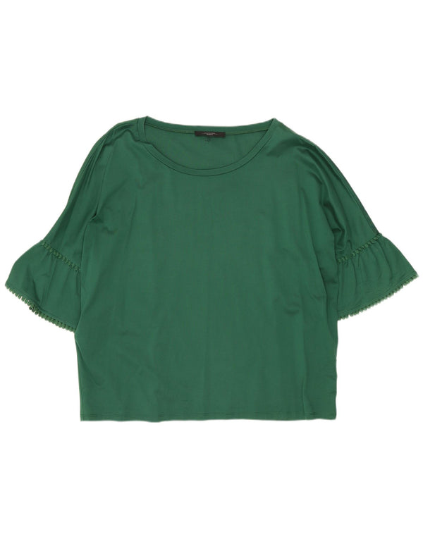 Max Mara Dame Weekend 3/4 ærmet bluse Top UK 16 Large Green