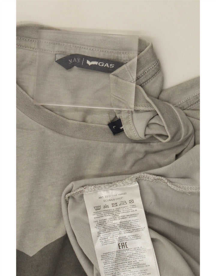 Gas Herre Grafisk T-Shirt Top Stor Grå Bomuld