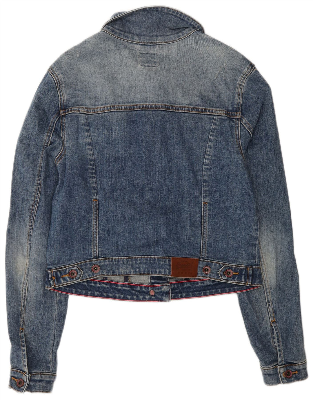 Superdry Womens Crop denimjakke UK 14 Large Blue Cotton