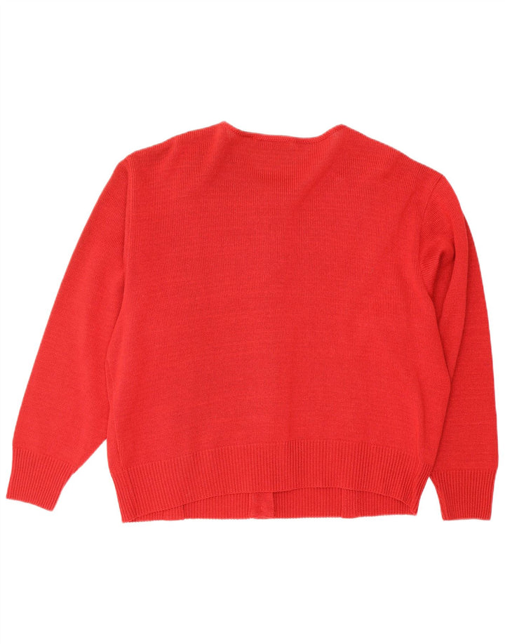 Vintage oversize cardigan sweater til kvinder IT 42 Medium rød bomuld