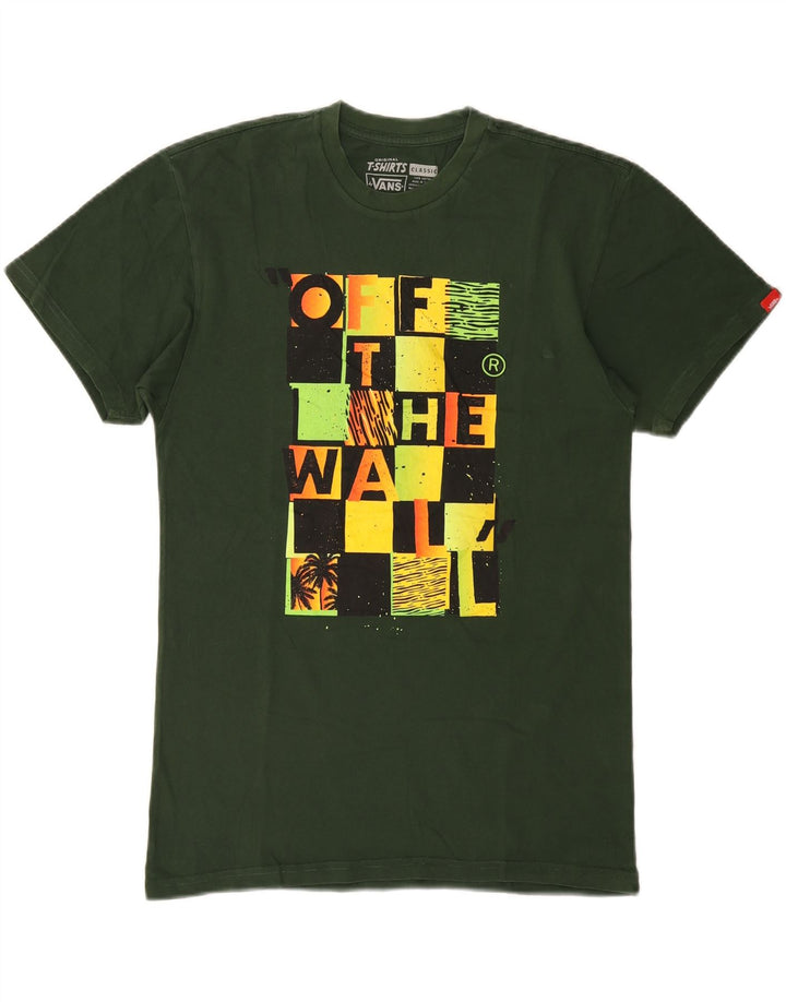 Vans Herre Klassisk grafisk T-shirt Top Medium Grøn Colourblock Bomuld