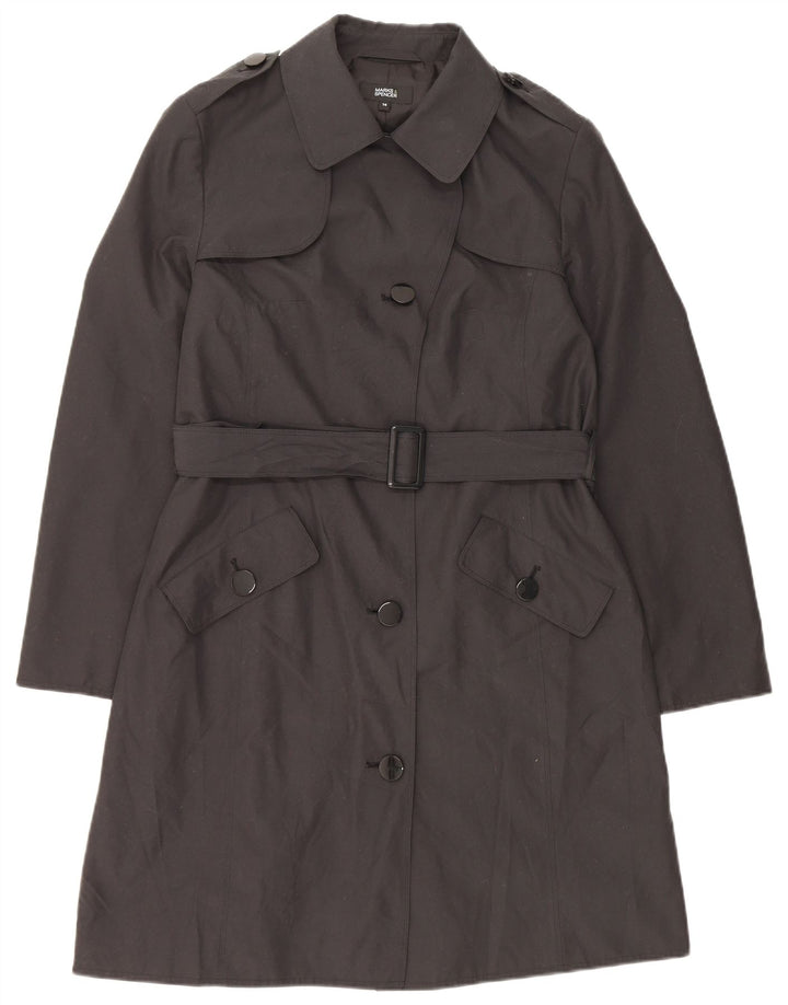 MARKS & SPENCER Trench Coat til kvinder UK 14 XL Sort Polyester