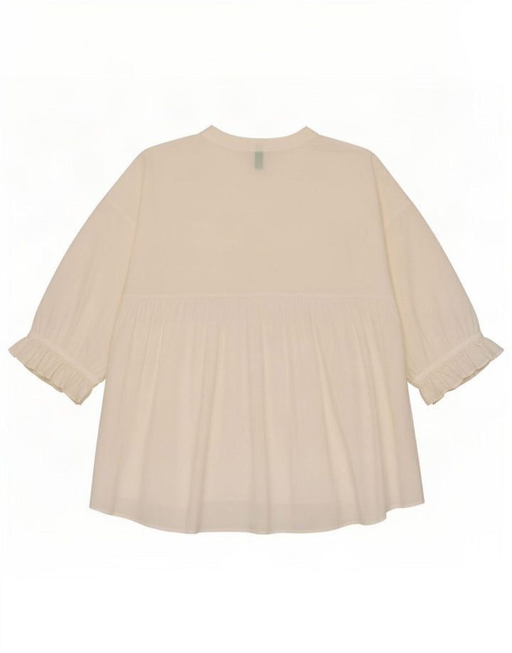 Benetton Dame 3/4 ærmet Tunika Top UK 16 Large White