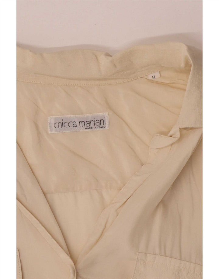Vintage Dame Oversized skjortebluse UK 14 Medium Off White
