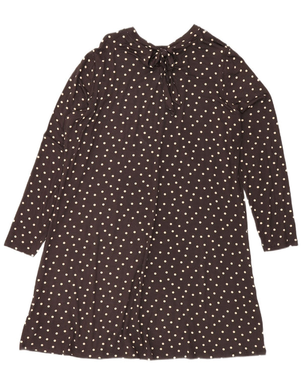 MARKS & SPENCER Womens Front Tie A-Line Dress UK 18 XL  Brown Polka Dot