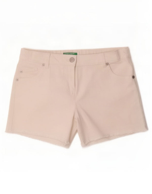 Benetton Girls Denim Shorts 10-11 år XL W26 Hvid Bomuld