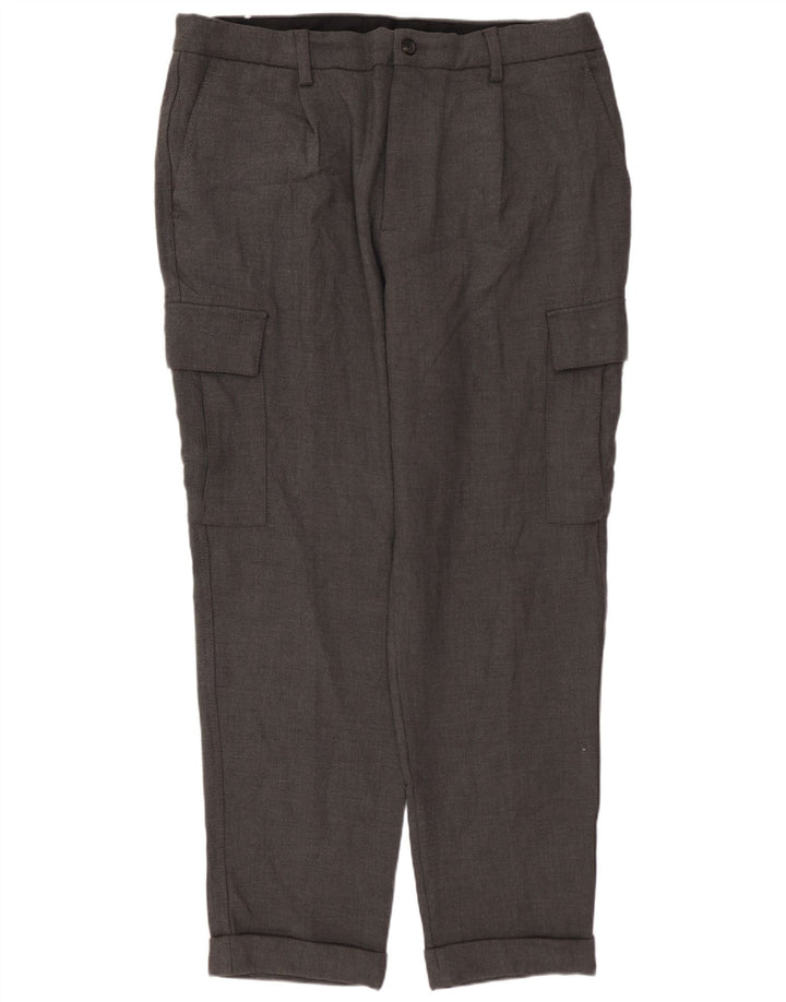 ZARA Straight Cargo Bukser til mænd EU 46 XL W36 L30 Grå Polyester
