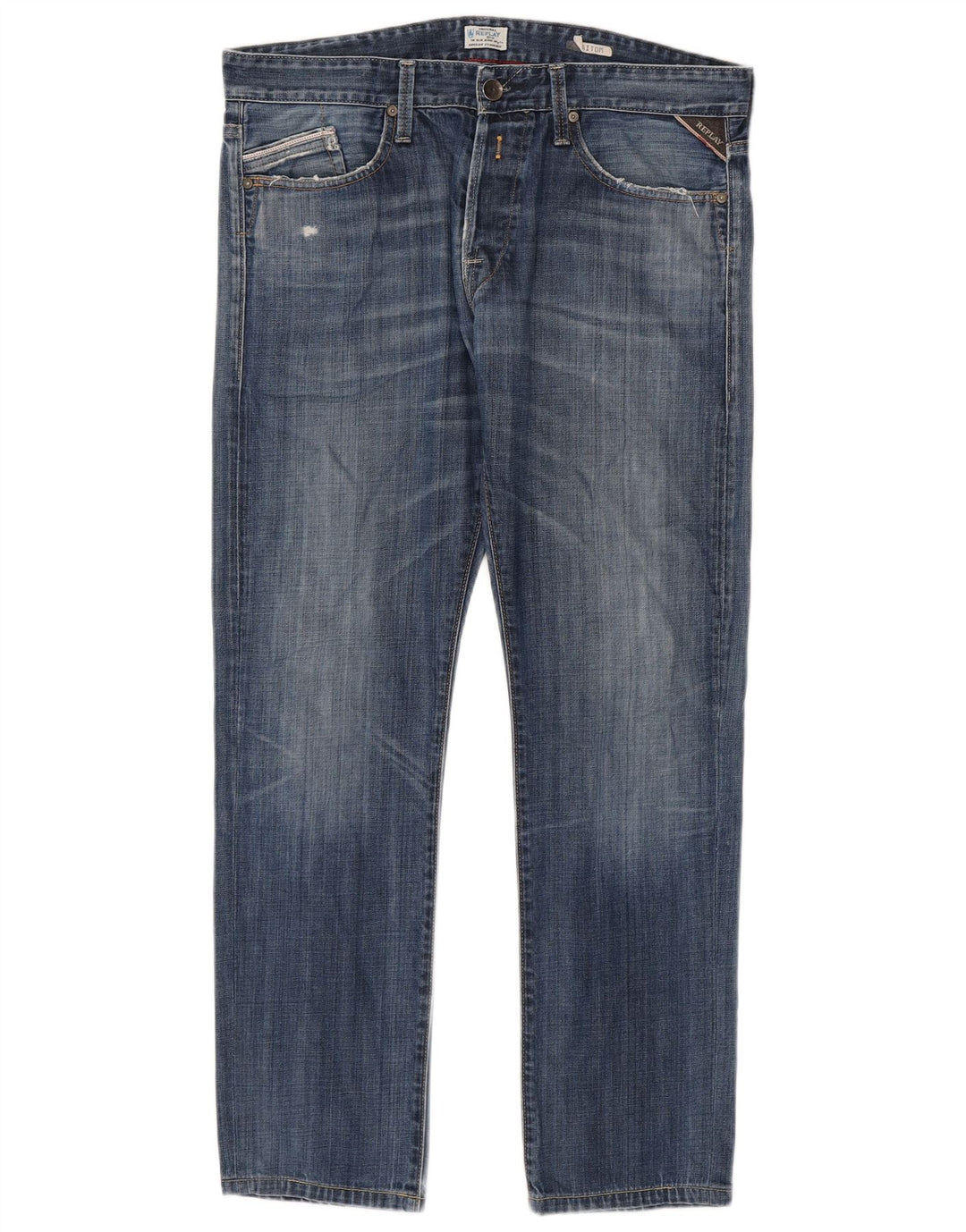 Replay Herre Waitom Distressed Slim Jeans W36 L30 Blå