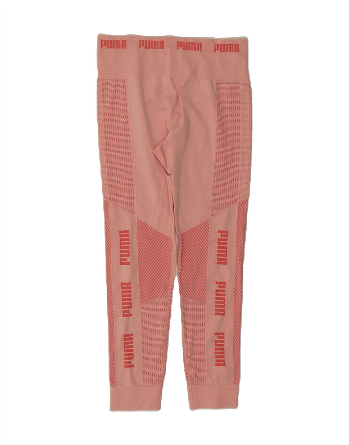 PUMA Womens Graphic Leggings UK 12 Medium Pink Colourblock Nylon Vintage Puma and Second-Hand Puma from Messina Hembry 