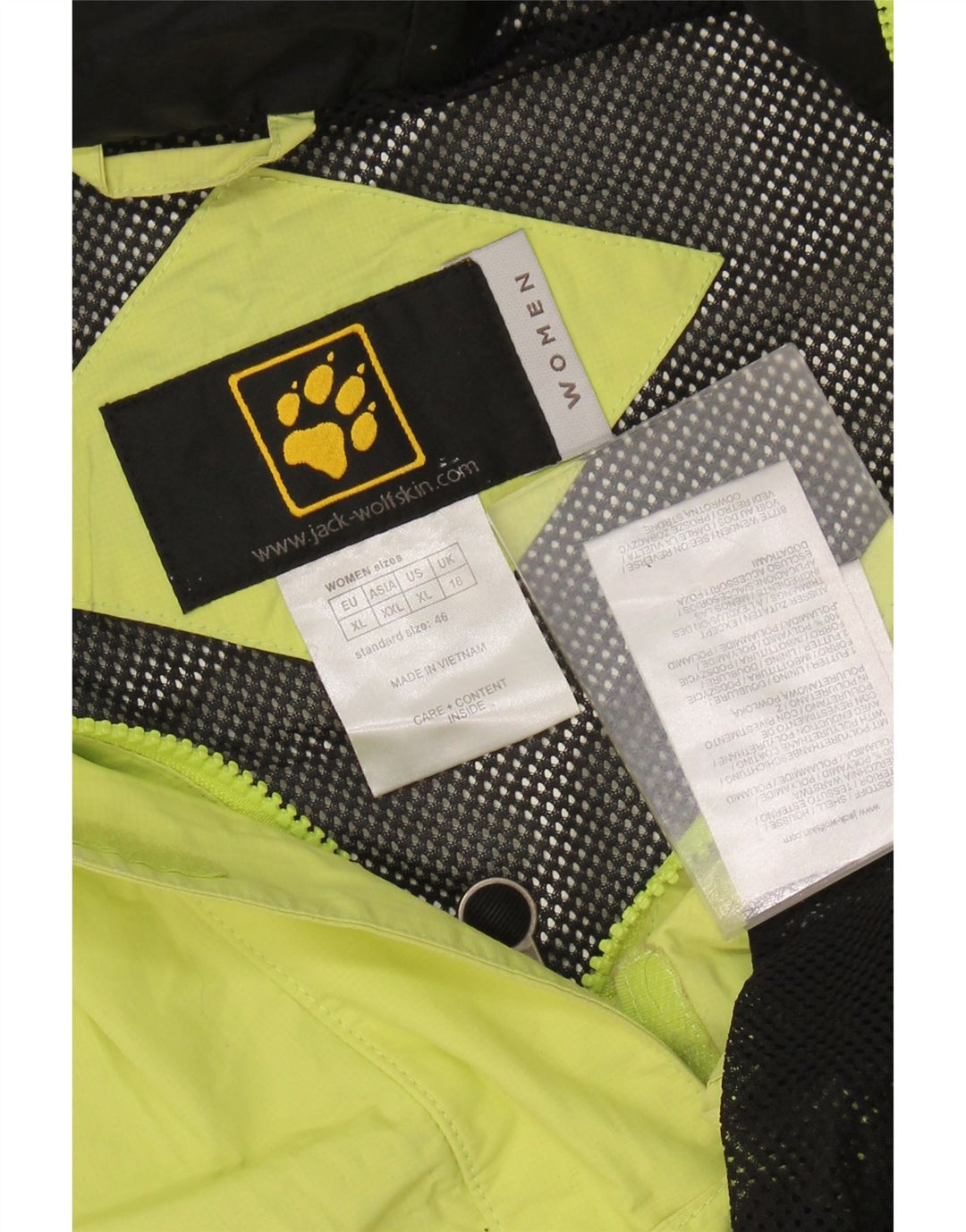 JACK WOLFSKIN Regnjakke med hætte til kvinder UK 18 XL Grøn polyamid