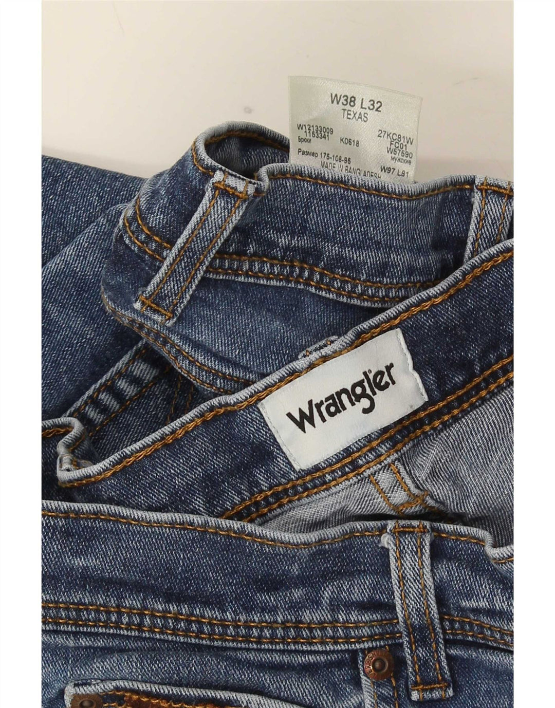 Wrangler Herre Texas Straight Jeans W38 L32 Blå Bomuld