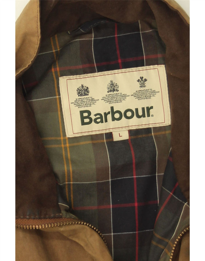 Barbour Herre vokset bomuldsjakke UK 40 Stor brun bomuld